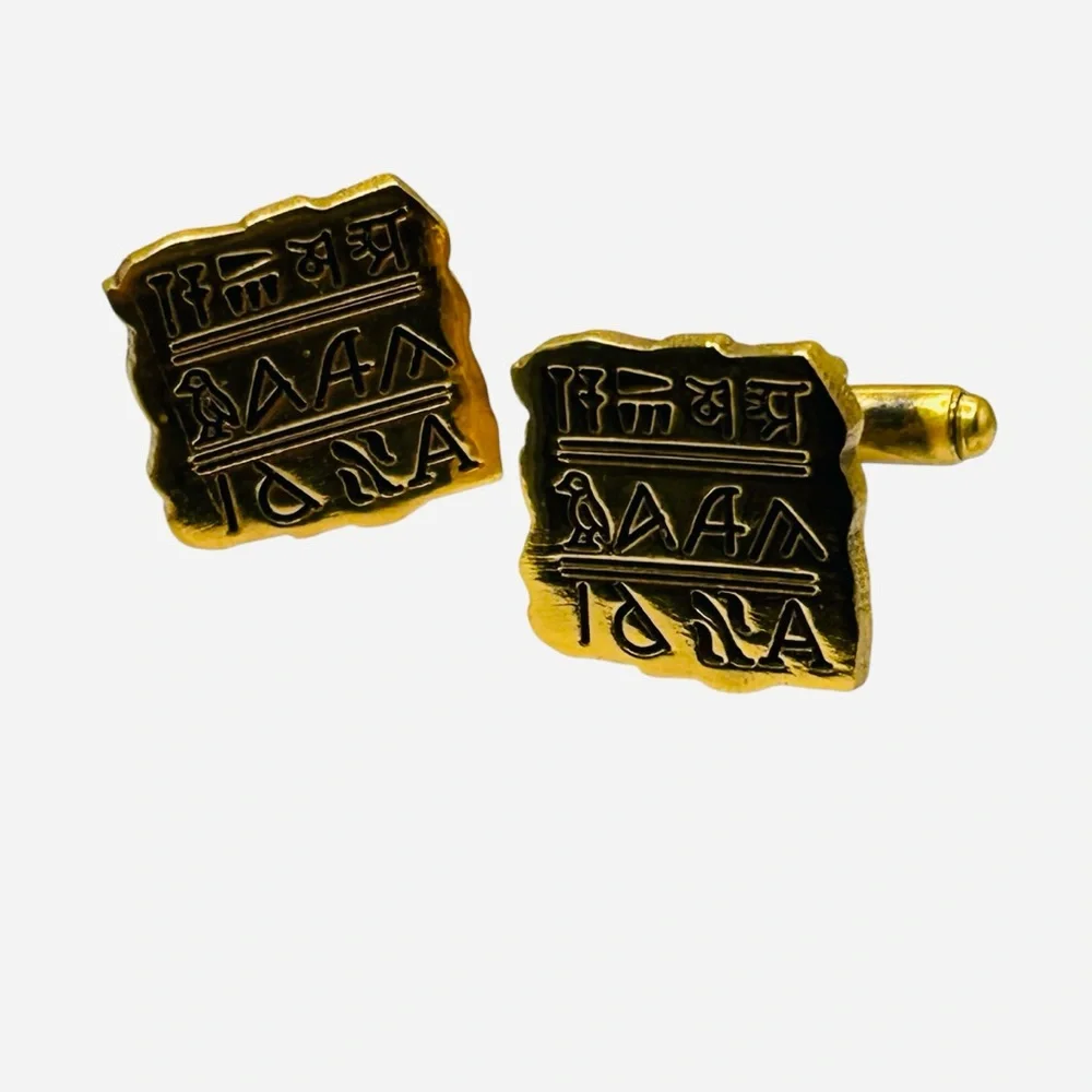 Vintage NYPL Egyptian Hieroglyph Cuff Links